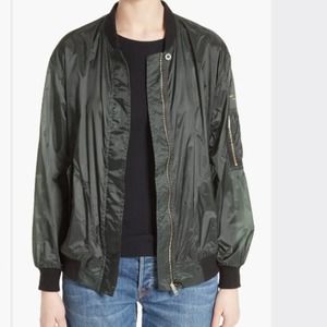 NWOT Burberry Green Mayther Technical Nylon Bomber Jacket Size 4